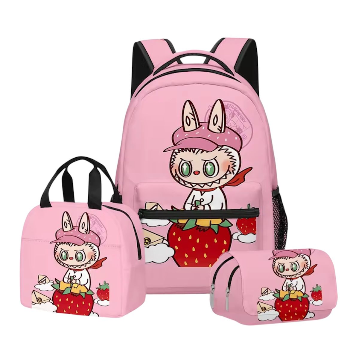 Labubu 3-in-1 Backpack Set โ Flying Strawberry Edition