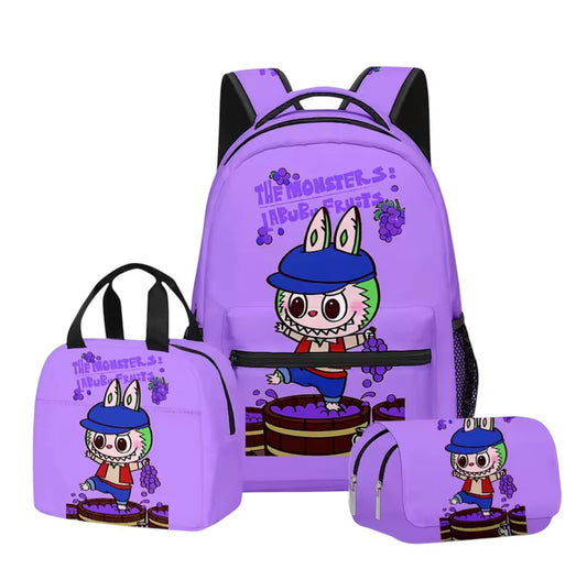 Labubu 3-in-1 Backpack Set – Crazy Grape Edition